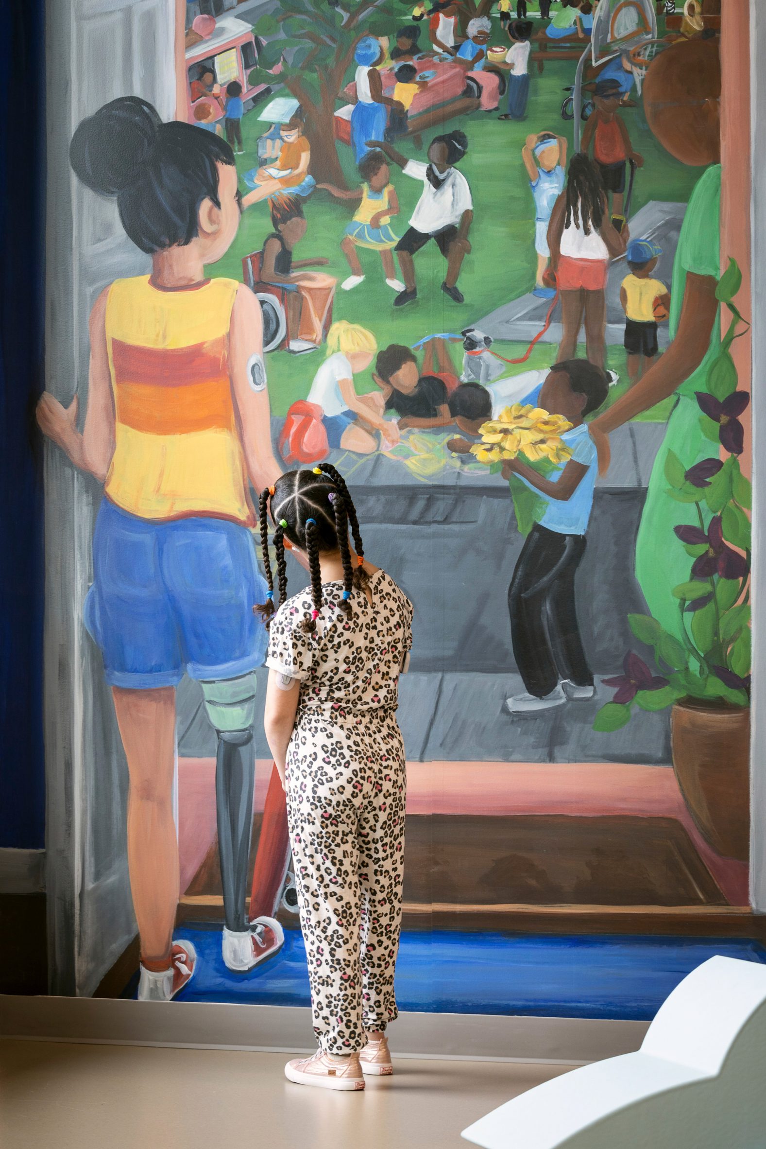 Bright and colourful mural within Odessa Brown Children's Clinic