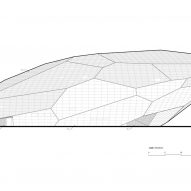 Elevation drawing of the Space Crystals museum by Open Architecture