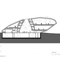 Section drawing of the Space Crystals museum by Open Architecture