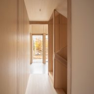 Wood-lined corridor in a Berlin home