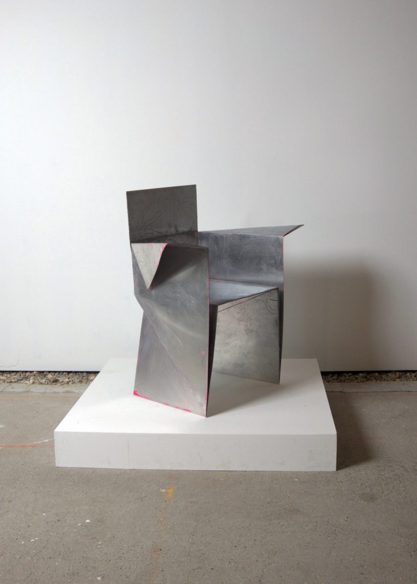 Folded aluminium chair by Thomas Wheller