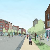 Illustration of proposed transformation to a road in Rochdale by Create Streets