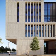 Concrete exterior of UCL East Marshgate by Stanton Williams