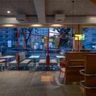 Interior of the mass timber McDonald's in Sao Paulo