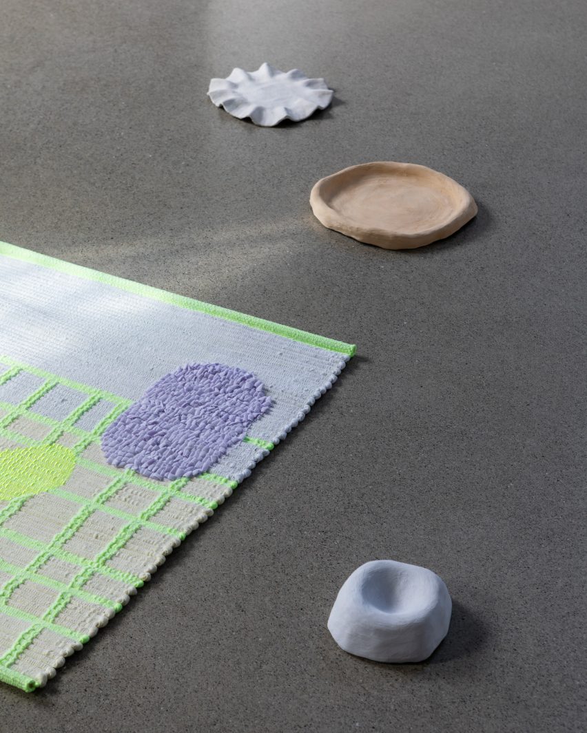 Ida Hagen's multi-textural tapestries and plates by Live Berg