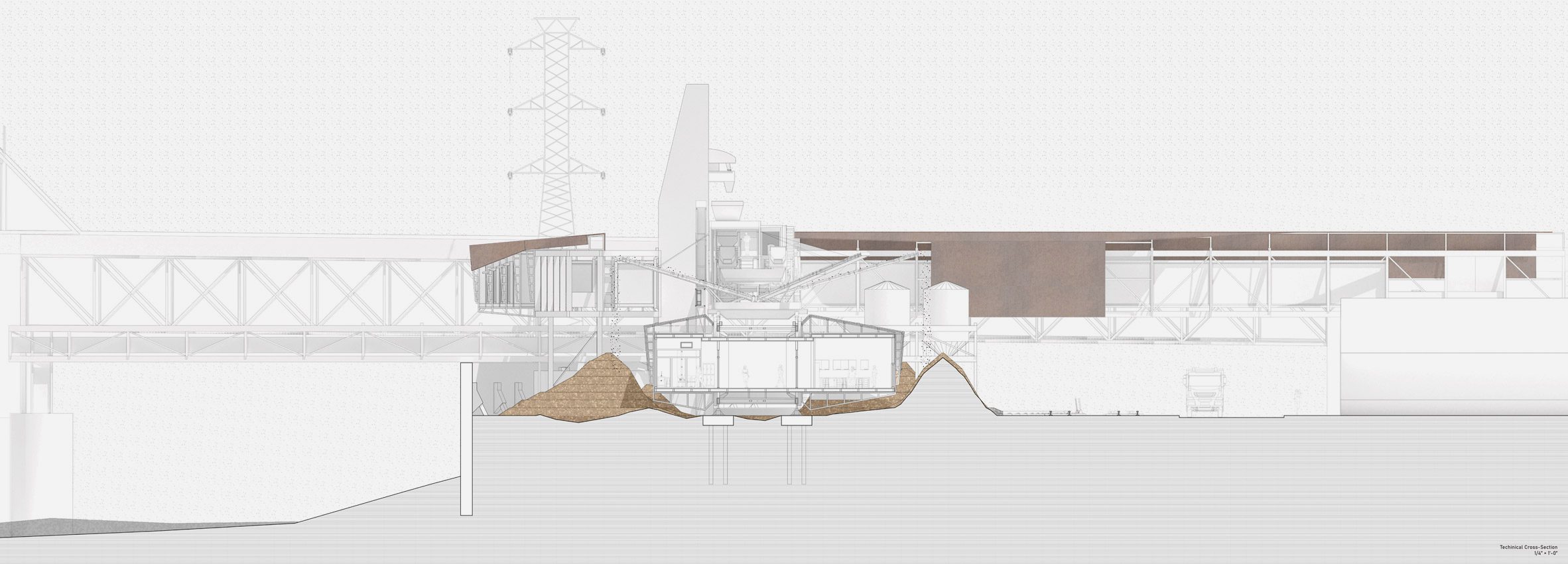 Section drawing of a wasteland reuse project