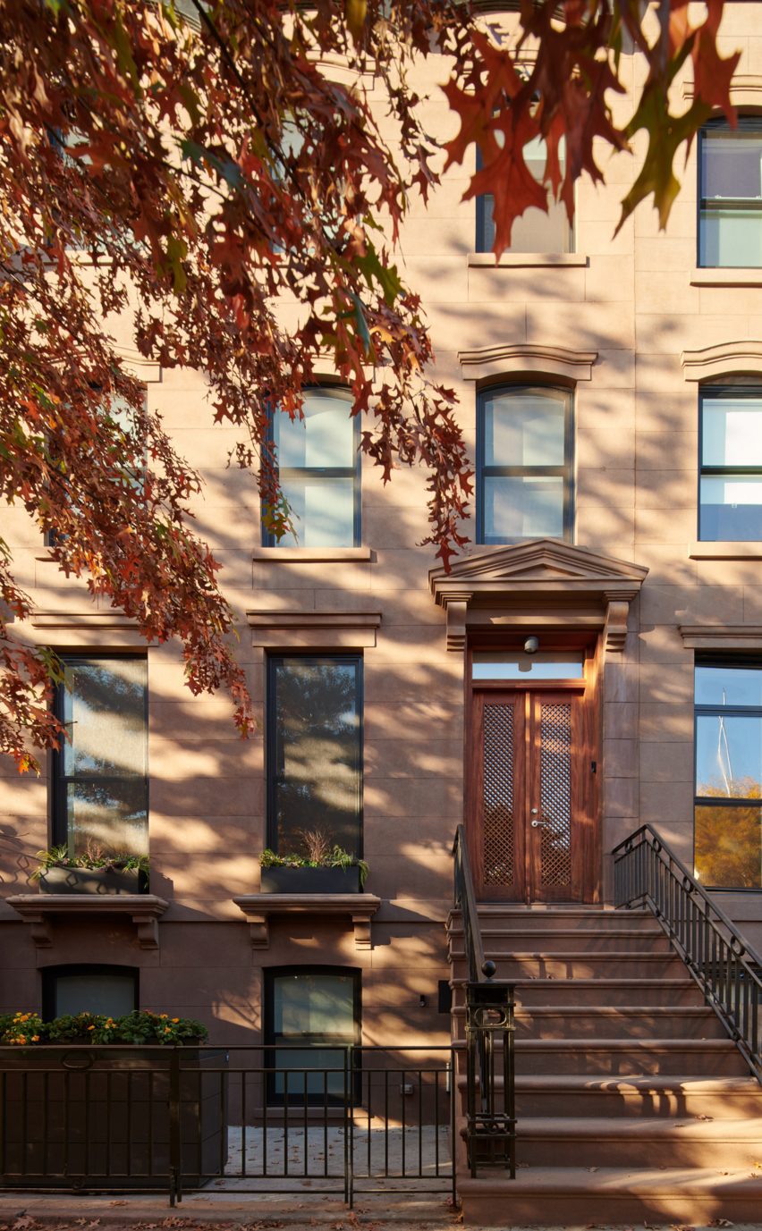Facades of historic townhouses in Clinton Hill, Brooklyn