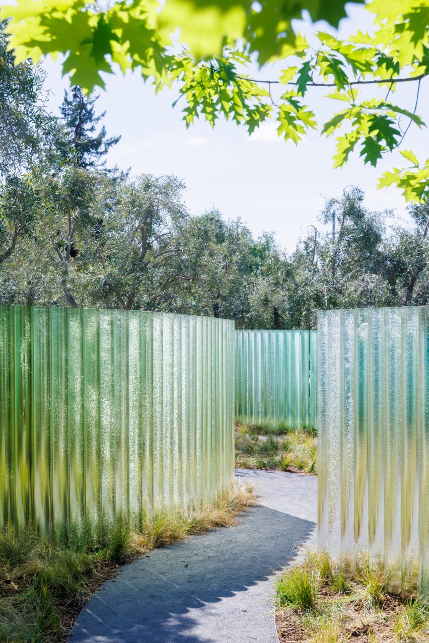 Glass cylinders at Apple Park