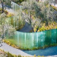 Zeller & Moye and Katie Paterson align hundreds of glass cylinders for Apple campus sculpture