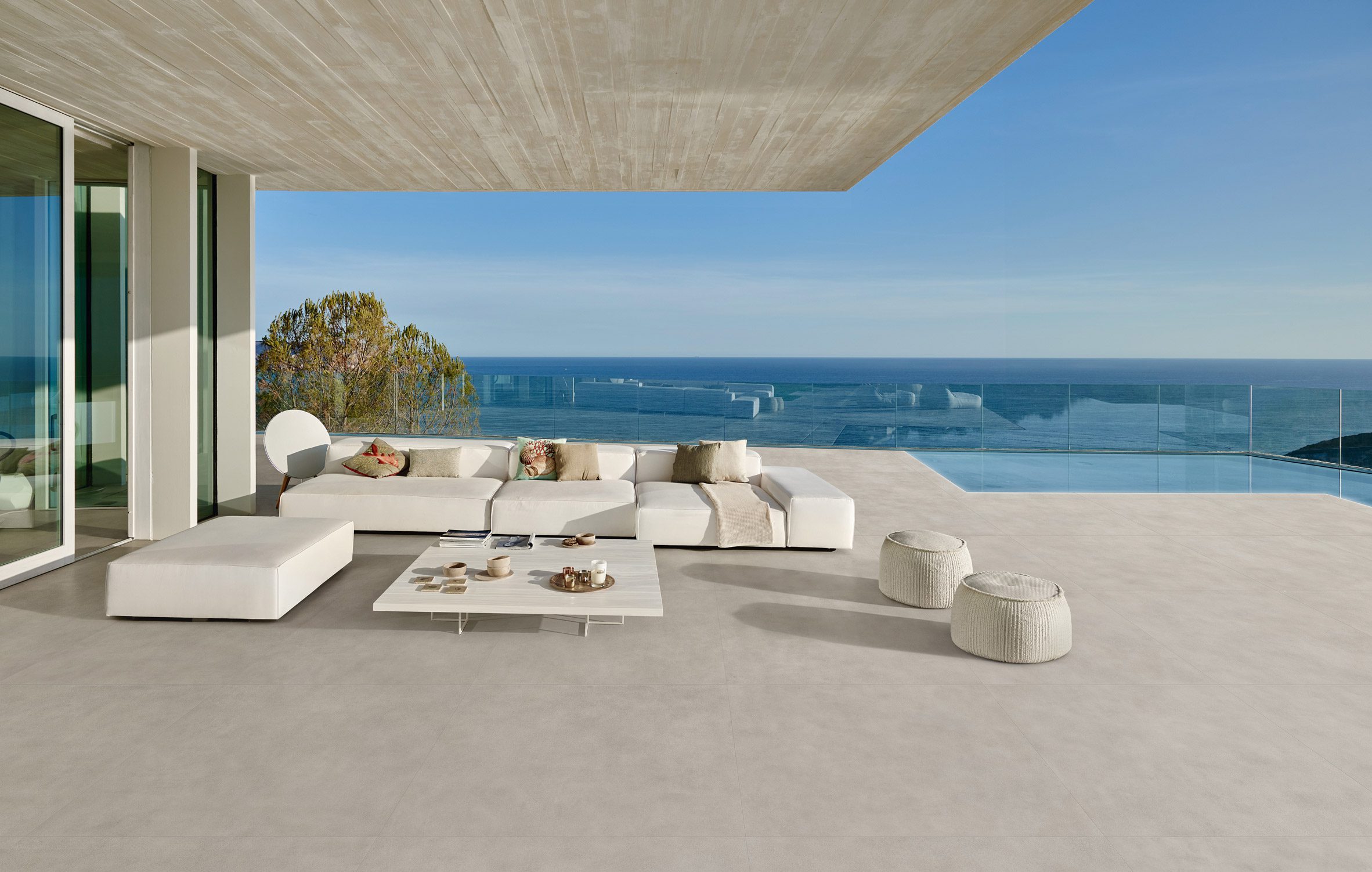 Outdoor terrace space featuring Atlas Concorde tiles