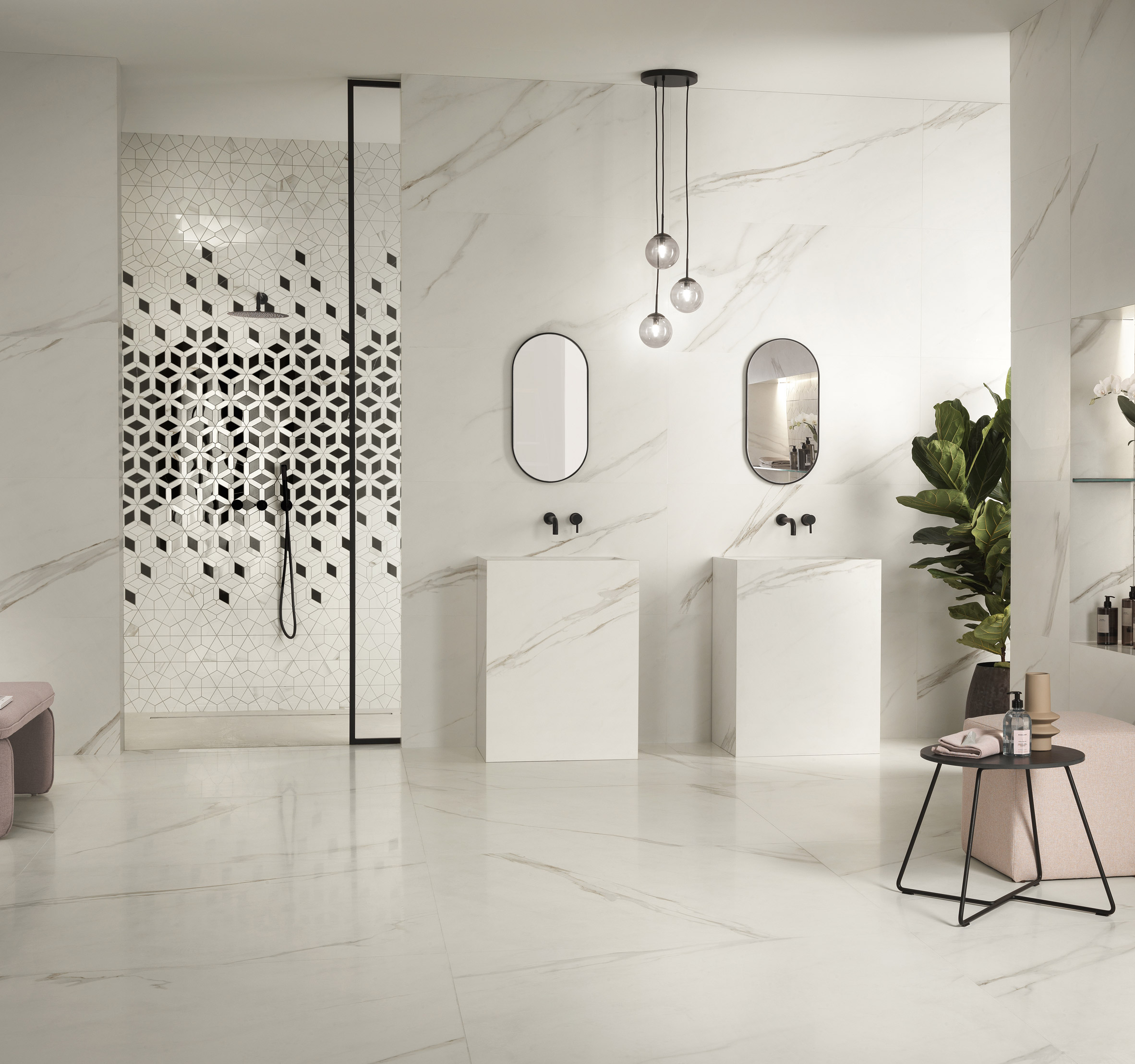 Diamond Décor tiles by Zaha Hadid featured in a bathroom