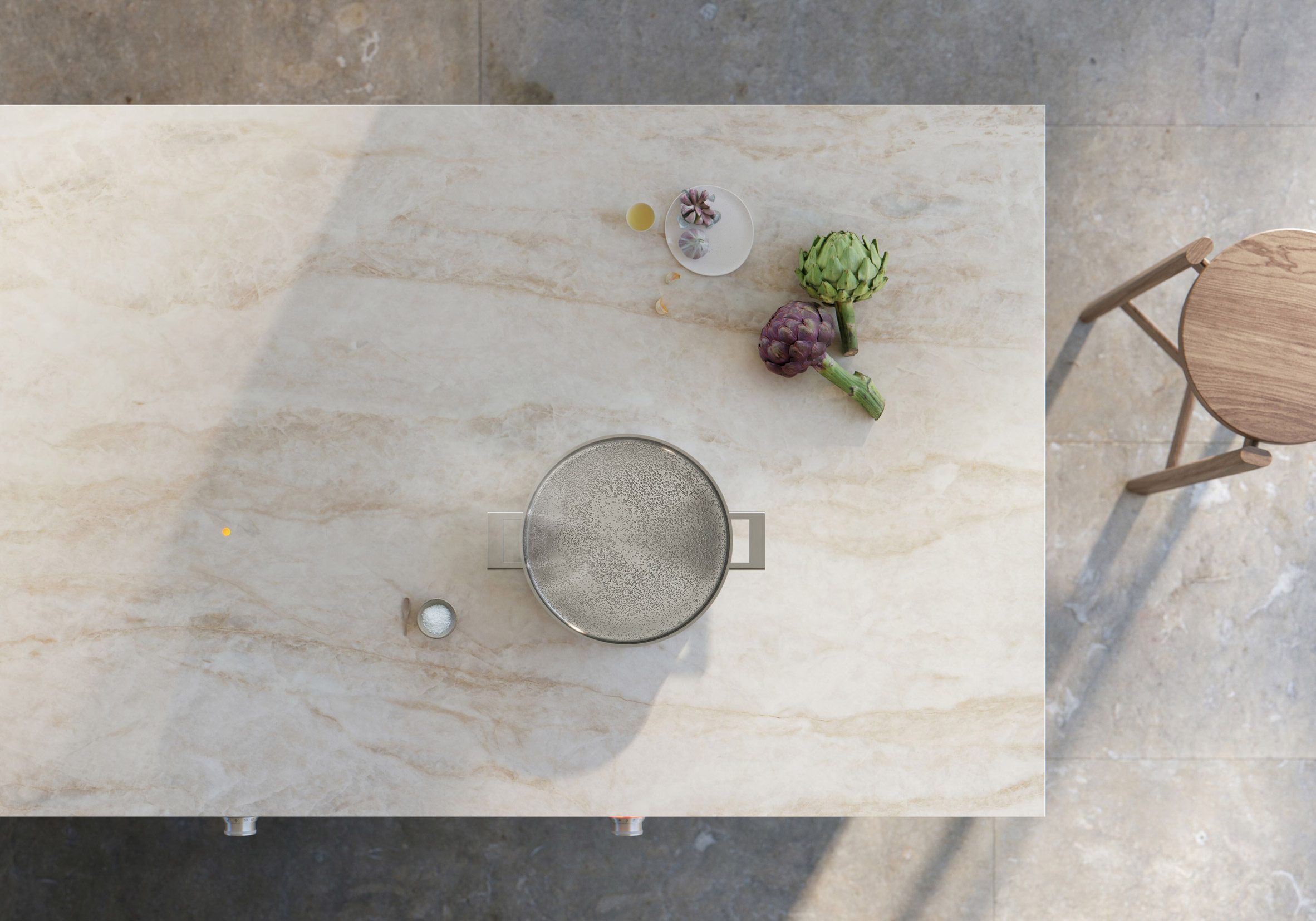 Gaggenau's The Essential Induction cooktop with a pan and vegetables placed on it