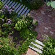 Tiled garden area of Helvetia house by Austin Maynard Architects