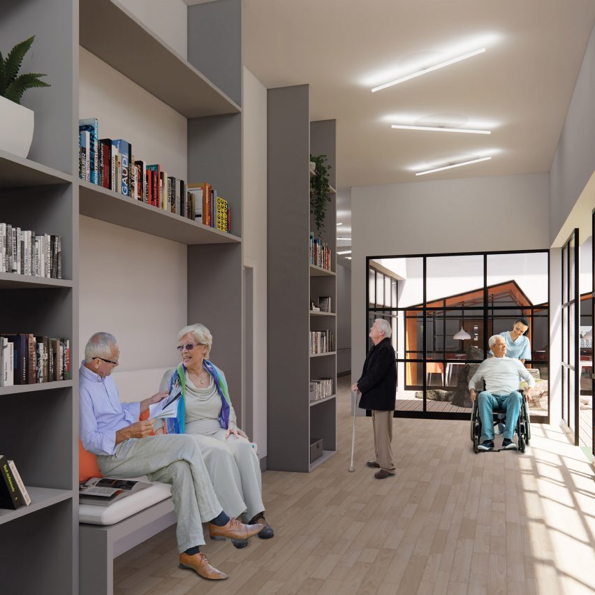 rendering of the interior design of a care centre