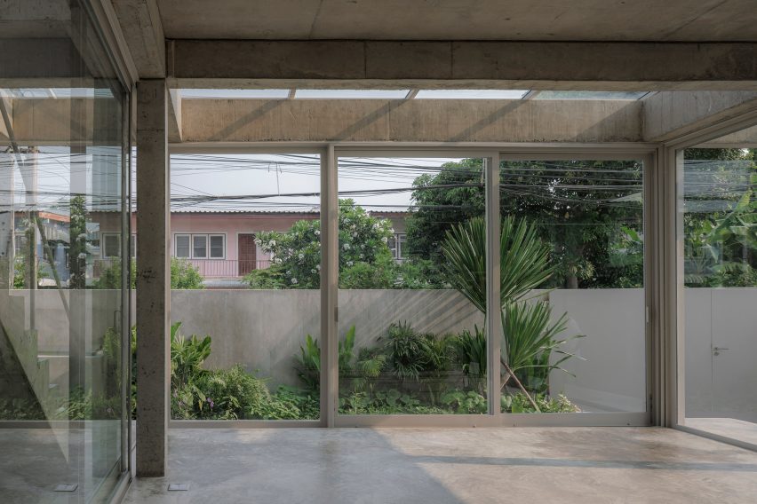 Concrete base patio in Bangkok residence