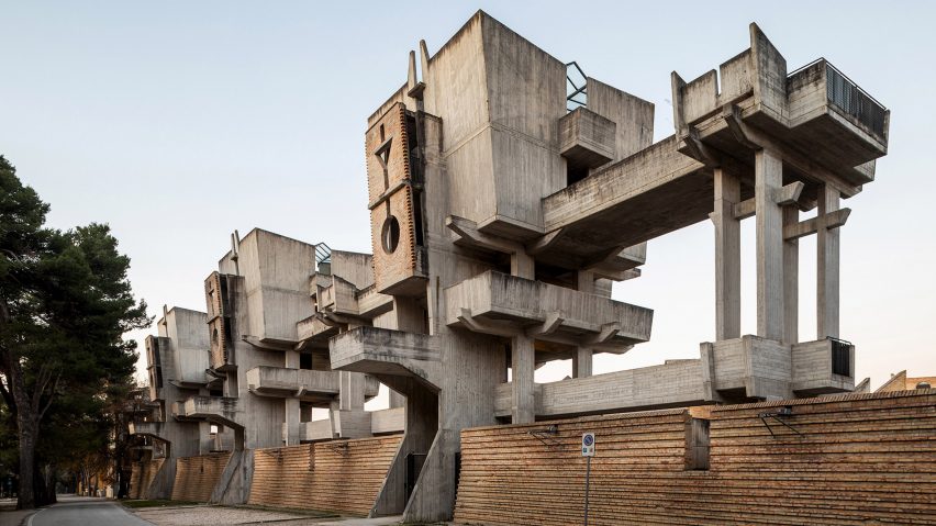 Concrete brutalist building