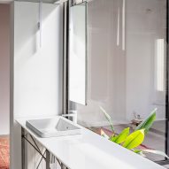 White desk in a remodelled Barcelona apartment