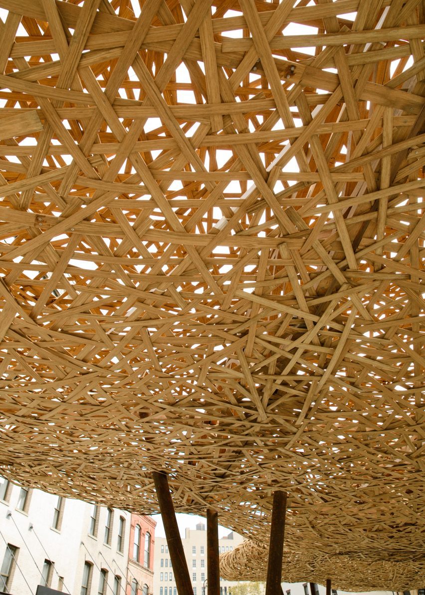 pavilhões de bambu tecido