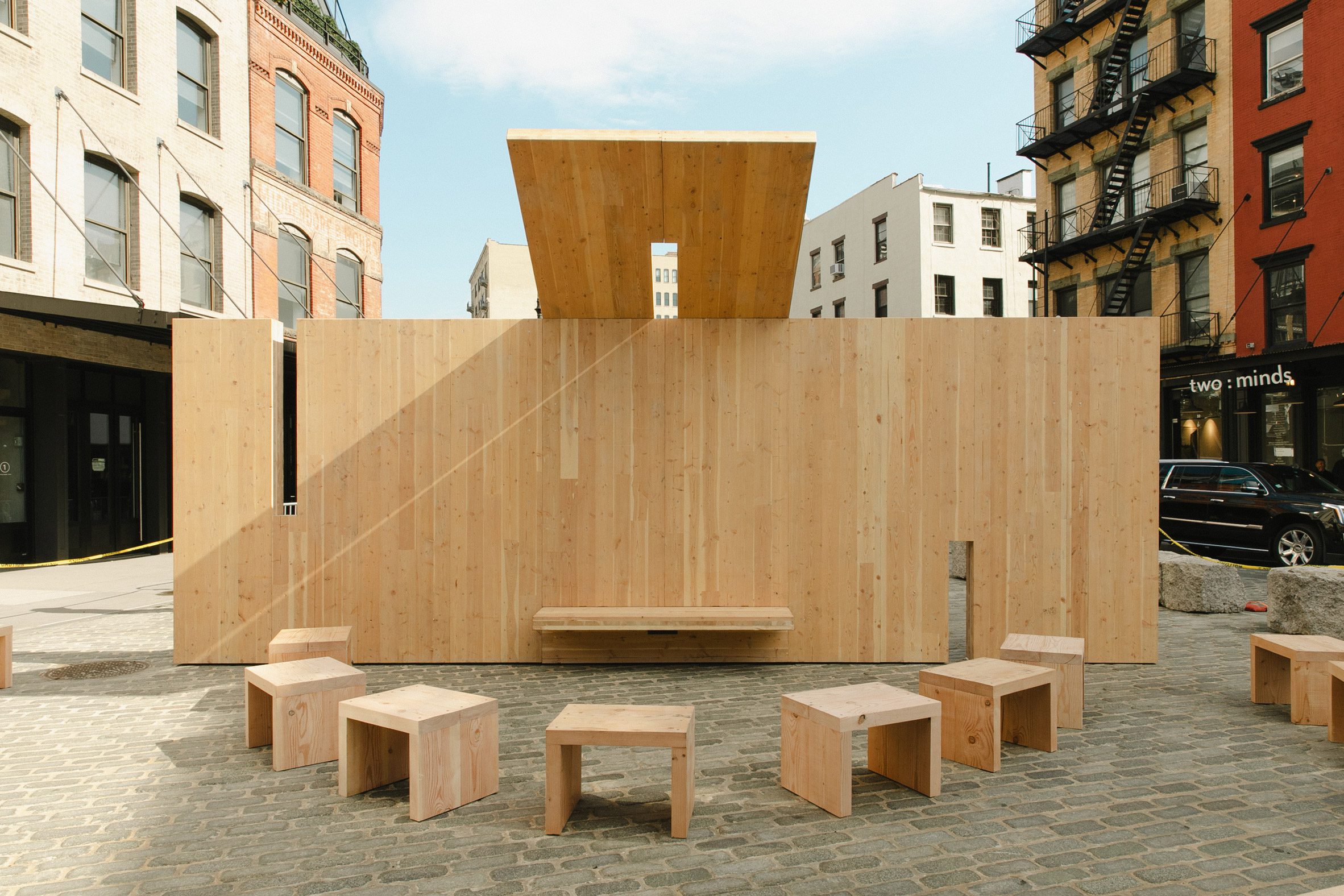 A pavilion made of CLT panels for Archtober