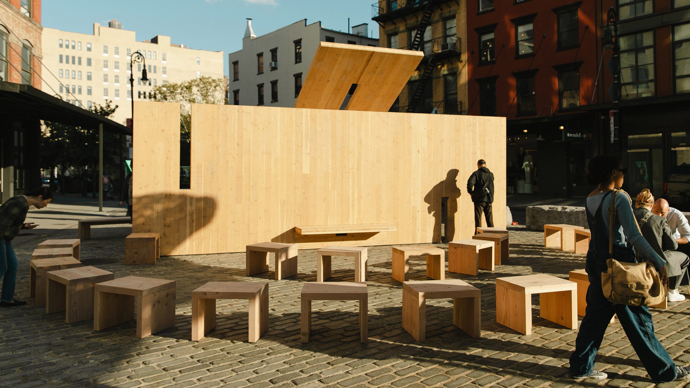 Bamboo canopy and CLT space feature at Design Pavilion in New York - Vimarsana News
