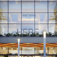 Entrance to the Here+Now office building by Hawkins\Brown