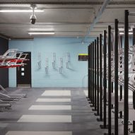 Gym interior at the Here+Now office building