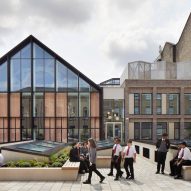 Historic and new-build structures around a courtyard at the Central Foundation Boys' School by Hawkins\Brown