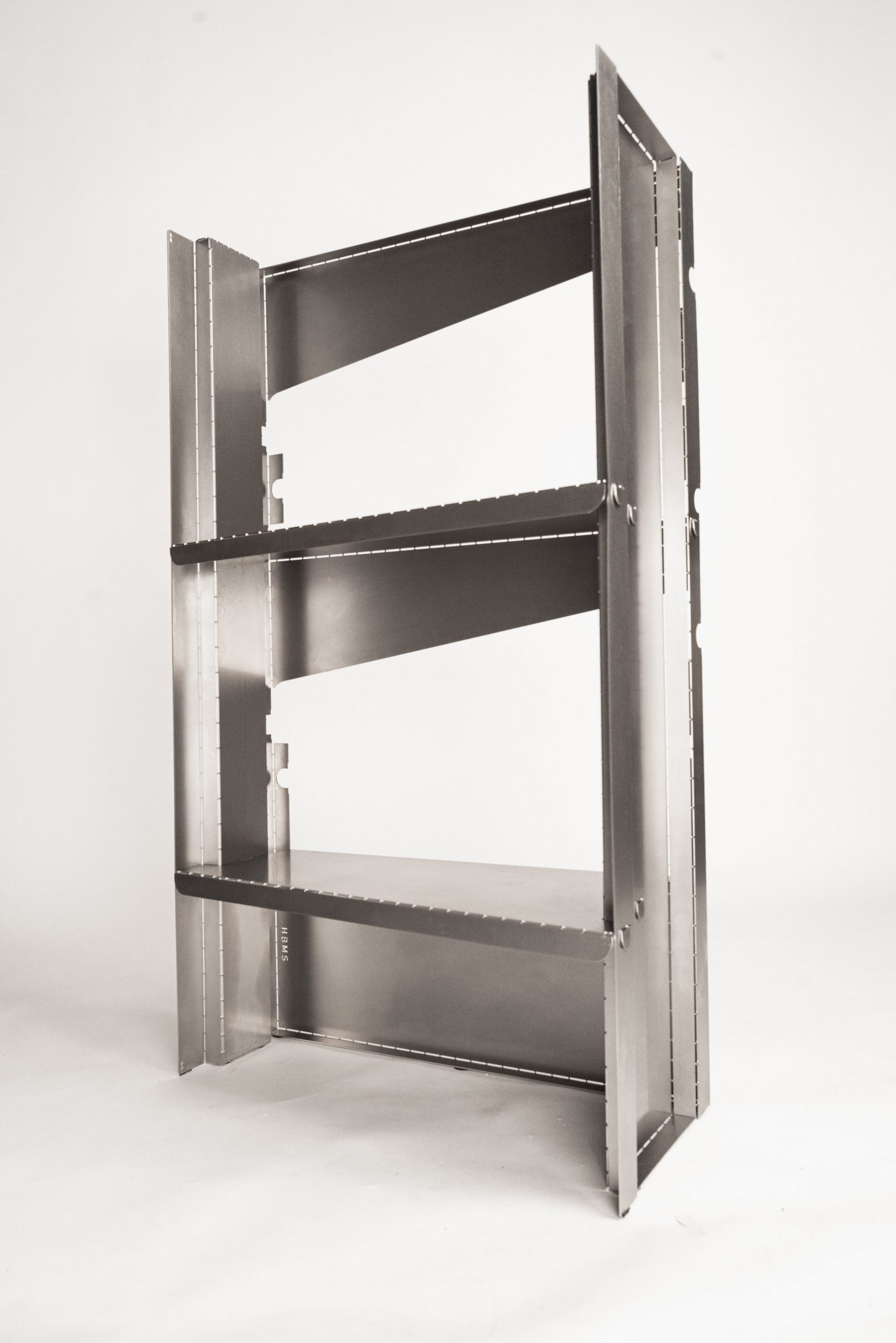 HBMS flat-pack metal shelving by Pierre Salaün