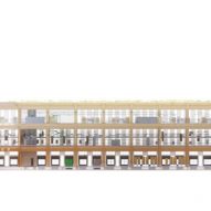 Section drawing of Henning Larsen mass-timber logistics centre