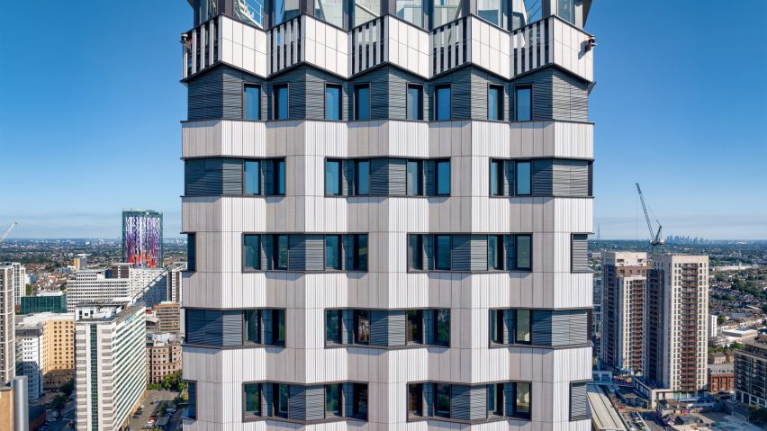 Pleated exterior of College Road residential tower in Croydon by HTA Design