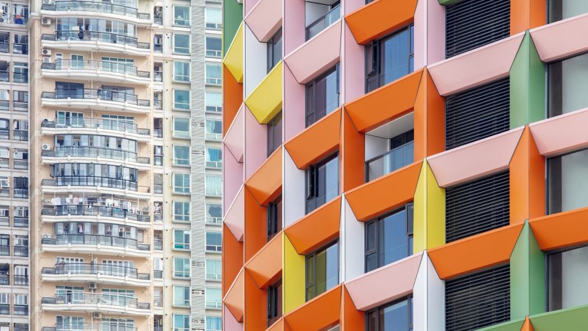 Colourful facade cladding at Shenzhen Women and Children's Centre by MVRDV