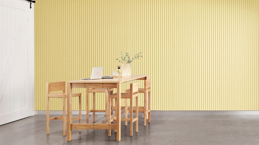 Yellow acoustic wall panels by Woven Image