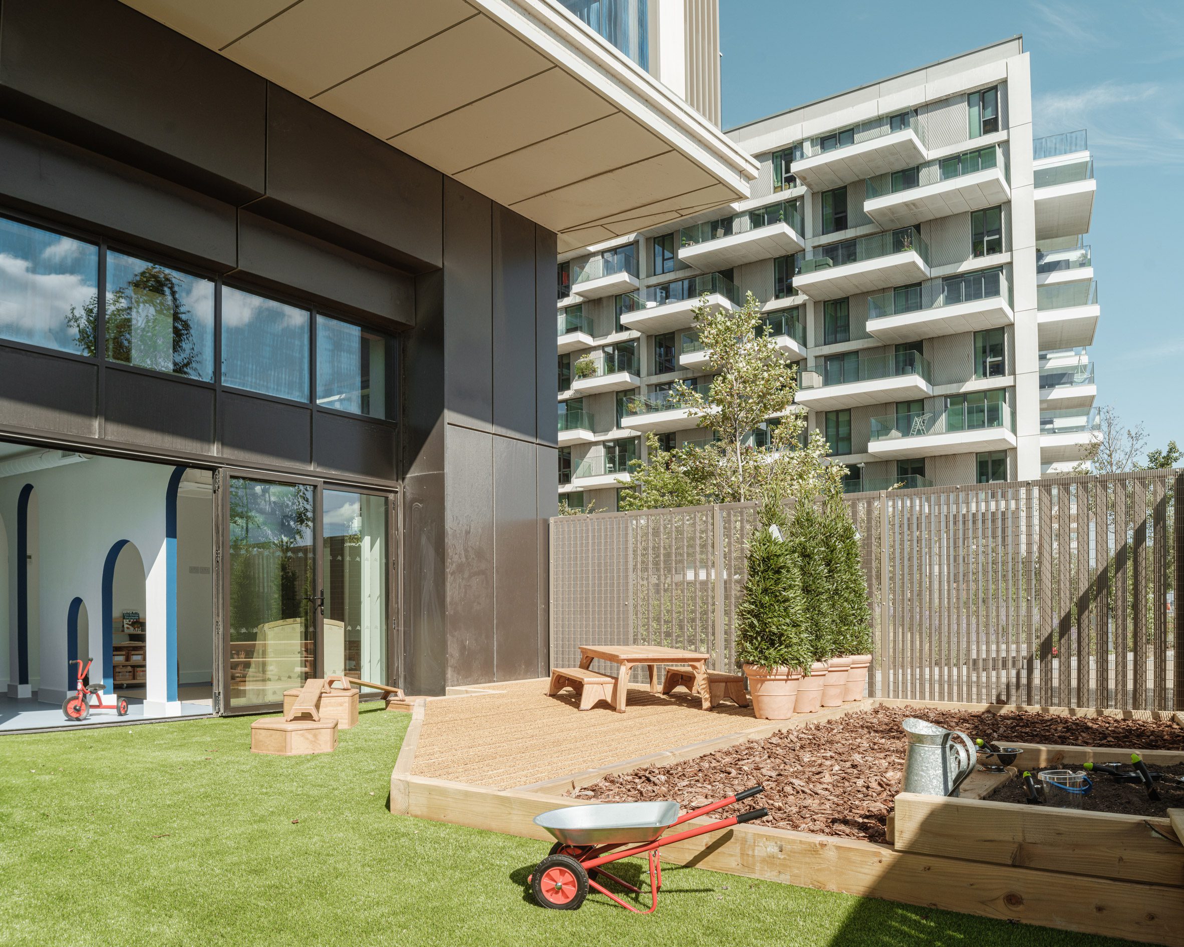 Outdoor play area of The Nest nursery in east London