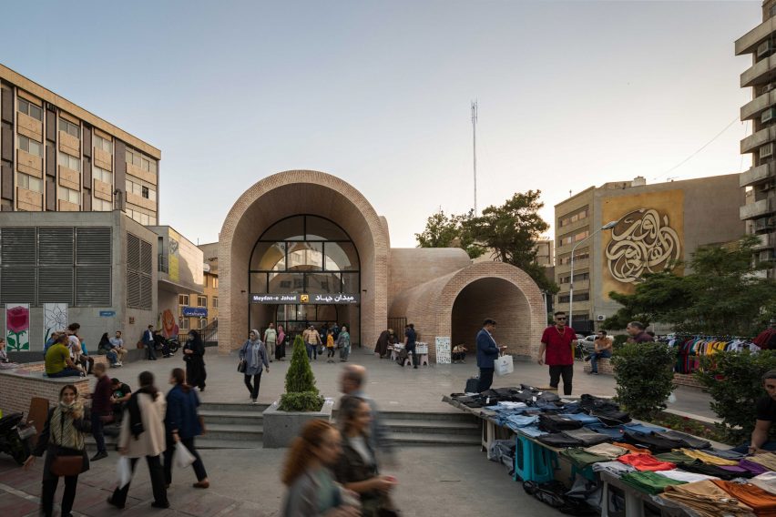 Plaza entrance to the brick domed metro station in Tehran designed by KA Architecture Studio
