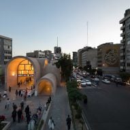 Plaza entrance to the brick vaulted metro station in Tehran by KA Architecture Studio