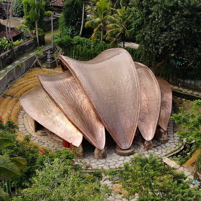 Copper-clad meditation centre in Bali