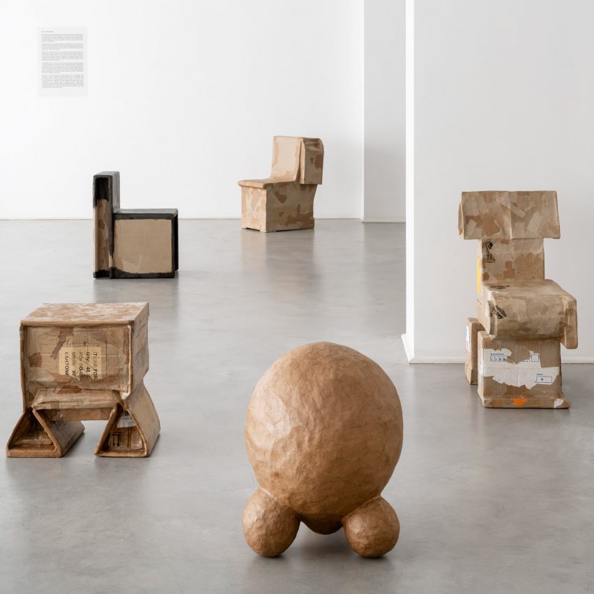Box exhibition of cardboard furniture by Max Lamb at Gallery Fumi