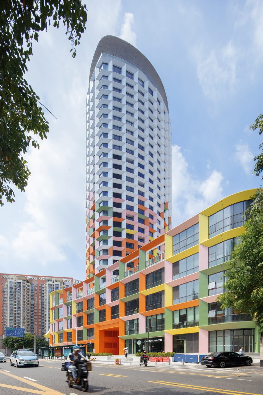 Colourful gridded exterior of Shenzhen Women and Children's Centre by MVRDV