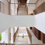 Interior staircase at the Sanya Wellness Retreat hotel in Hainan by Neri&Hu