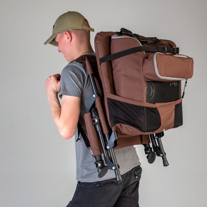 Person carrying large brown backpack