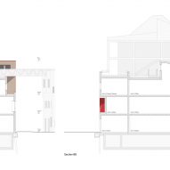 Section drawings of the Haus 2+ office building by Office ParkScheerbarth