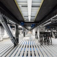 Industrial interior with steel structure