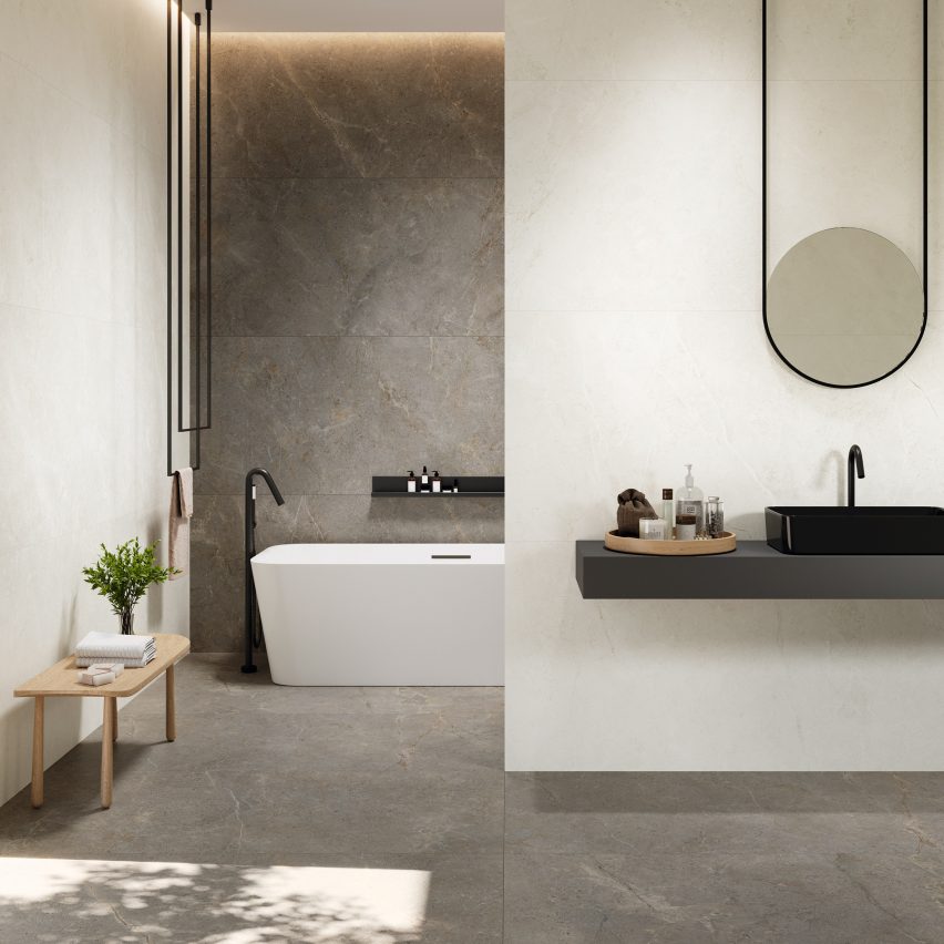Bathroom featuring Palermo floor tiles by Grespania