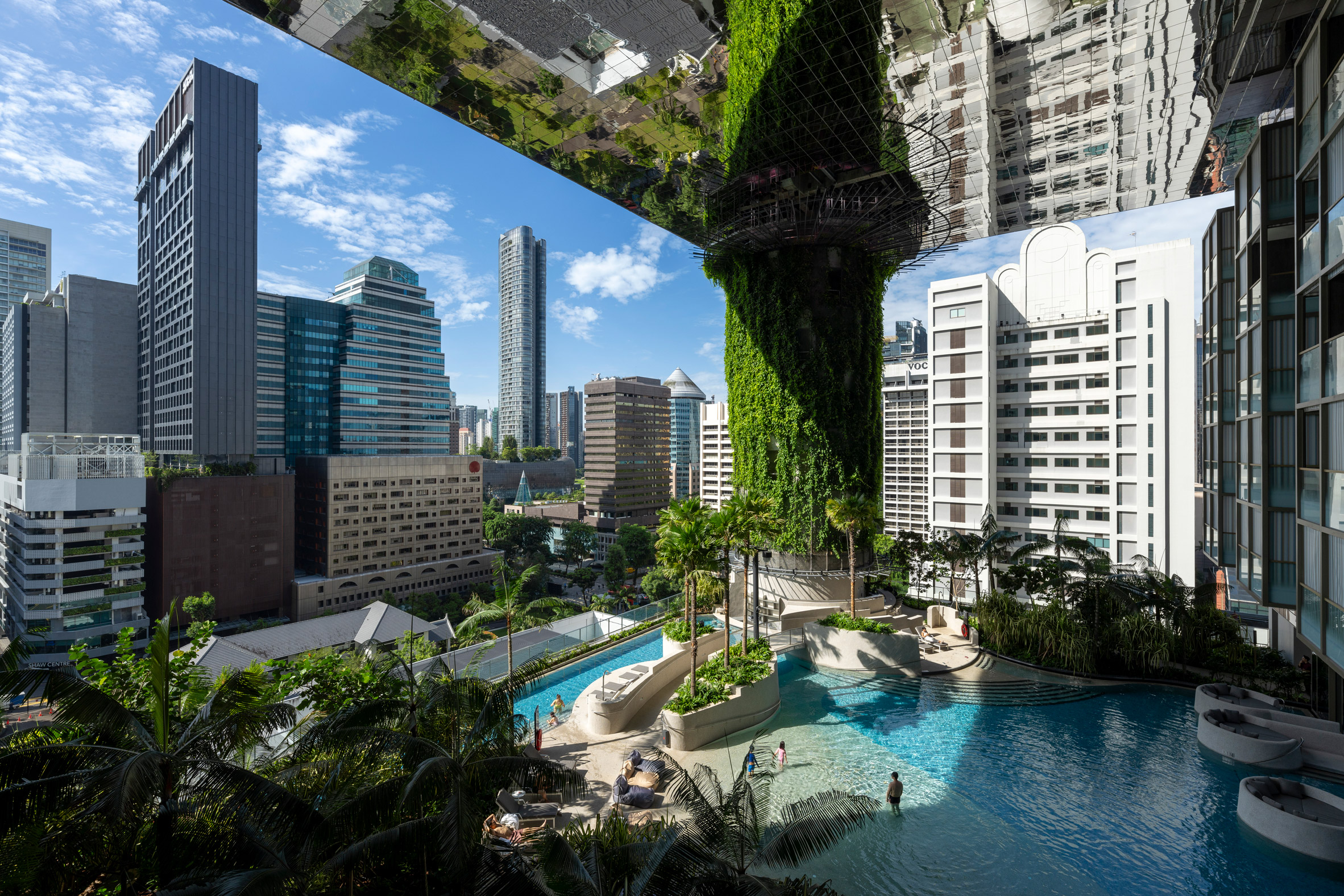 Swimming pool sky terrace at Pan Pacific Orchard hotel by WOHA