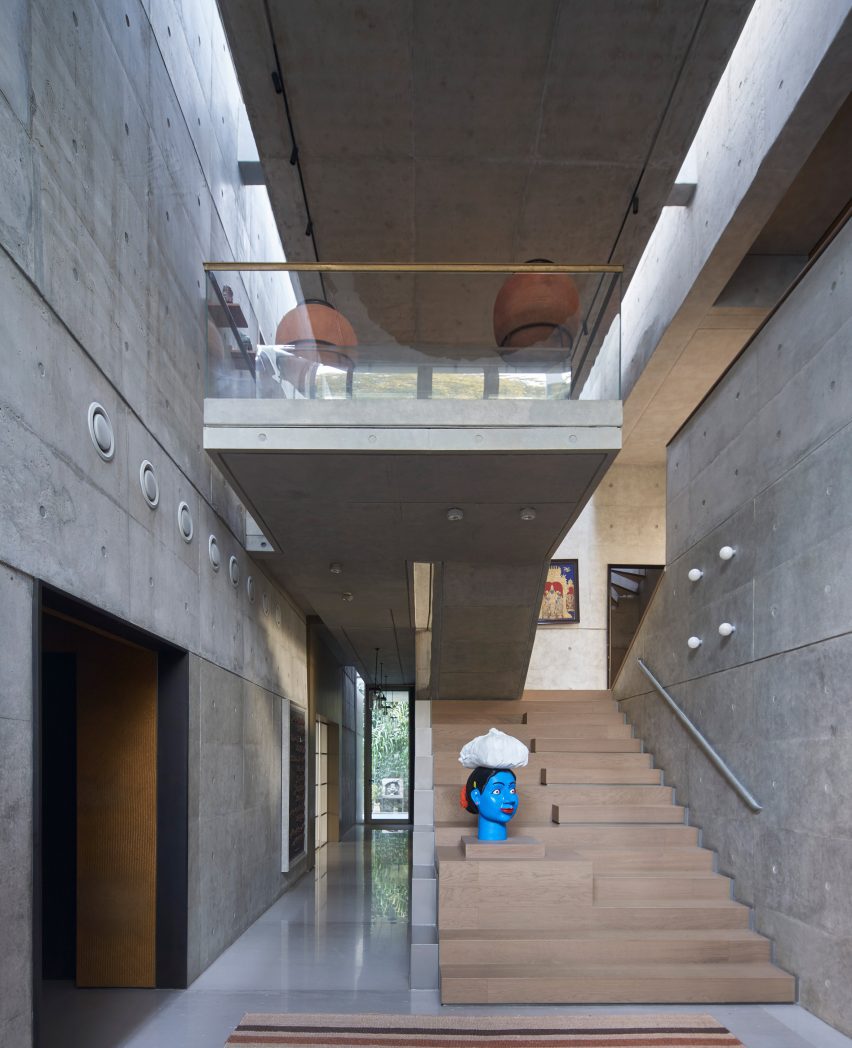 Central stairwell within concrete house