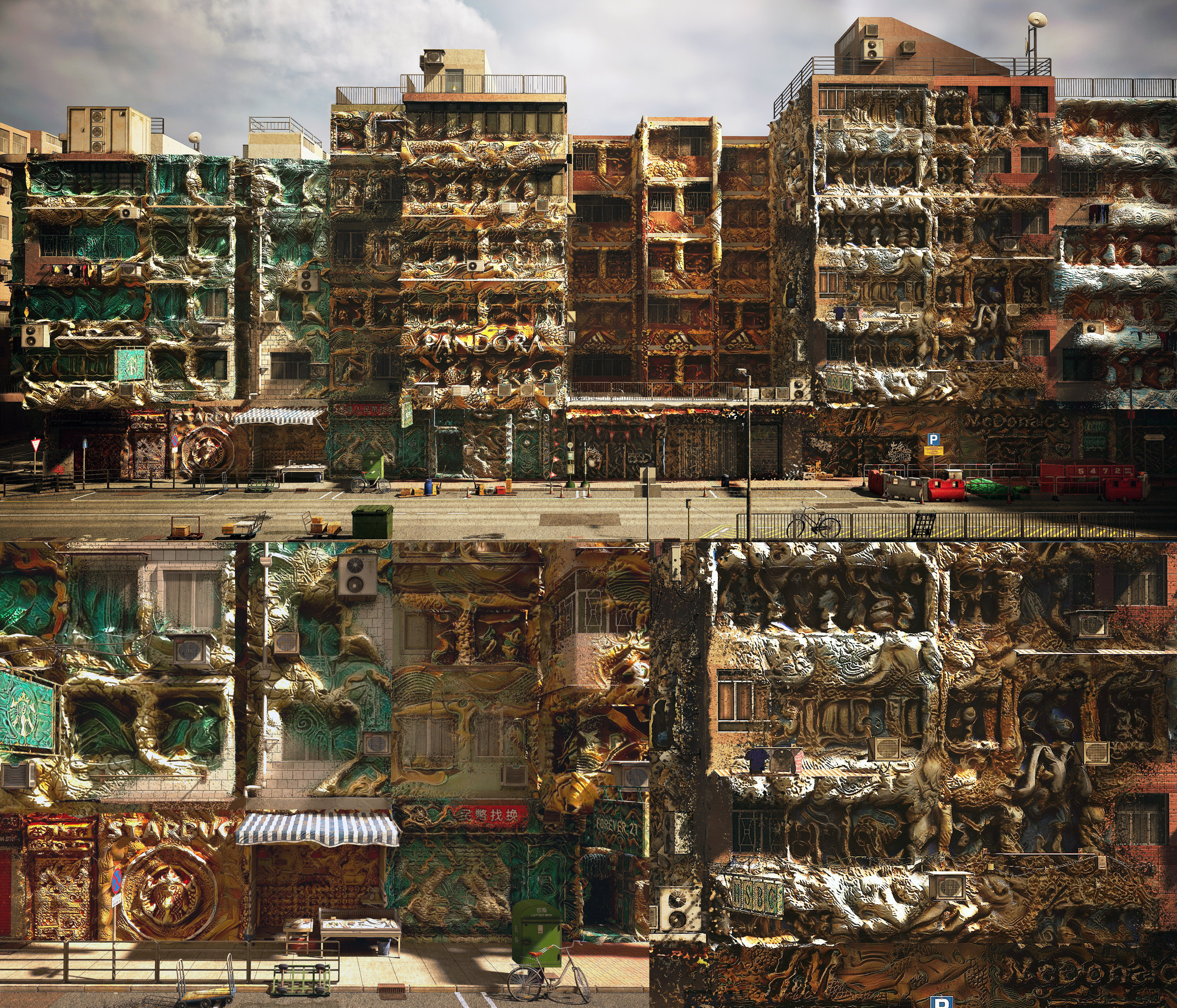 Image showing an urban street covered in signage