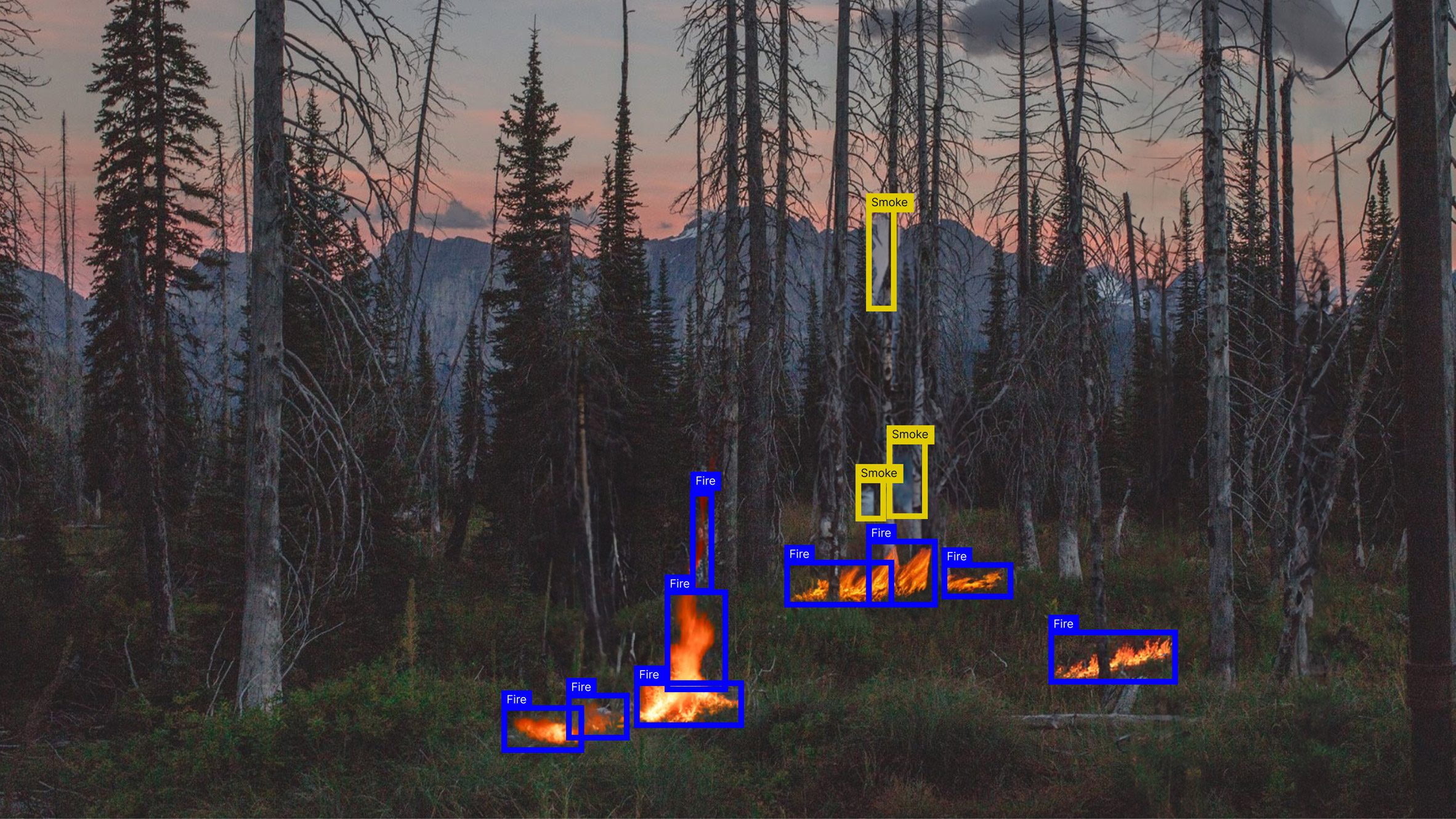 Solar Lookout wildfire detection system capturing images of smoke and fire 