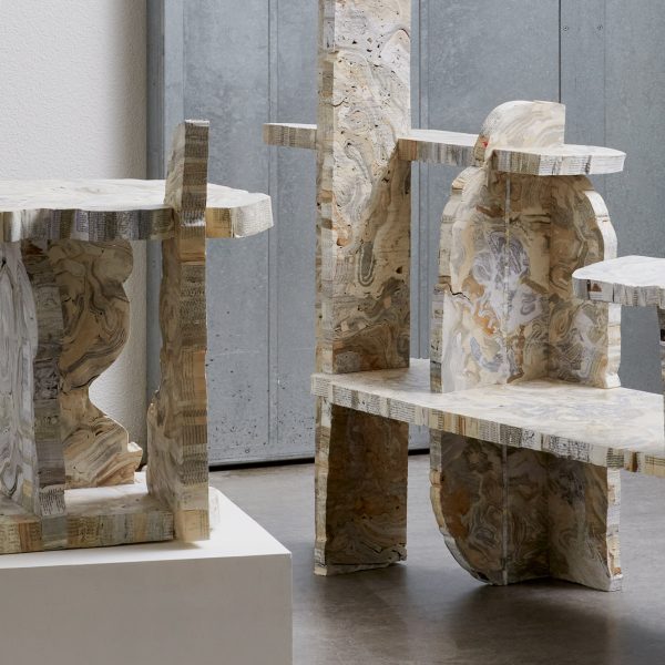 Willem Zwiers melds second-hand books together to form marbled furniture