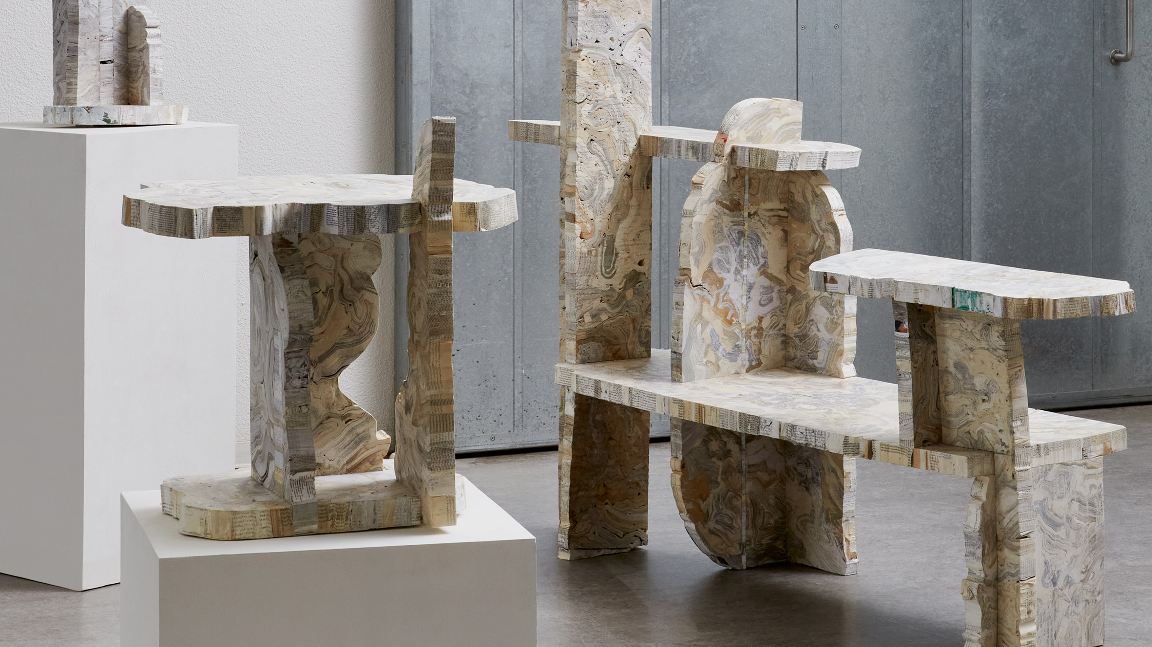 Willem Zwiers melds second-hand books together to form marbled furniture - Vimarsana News