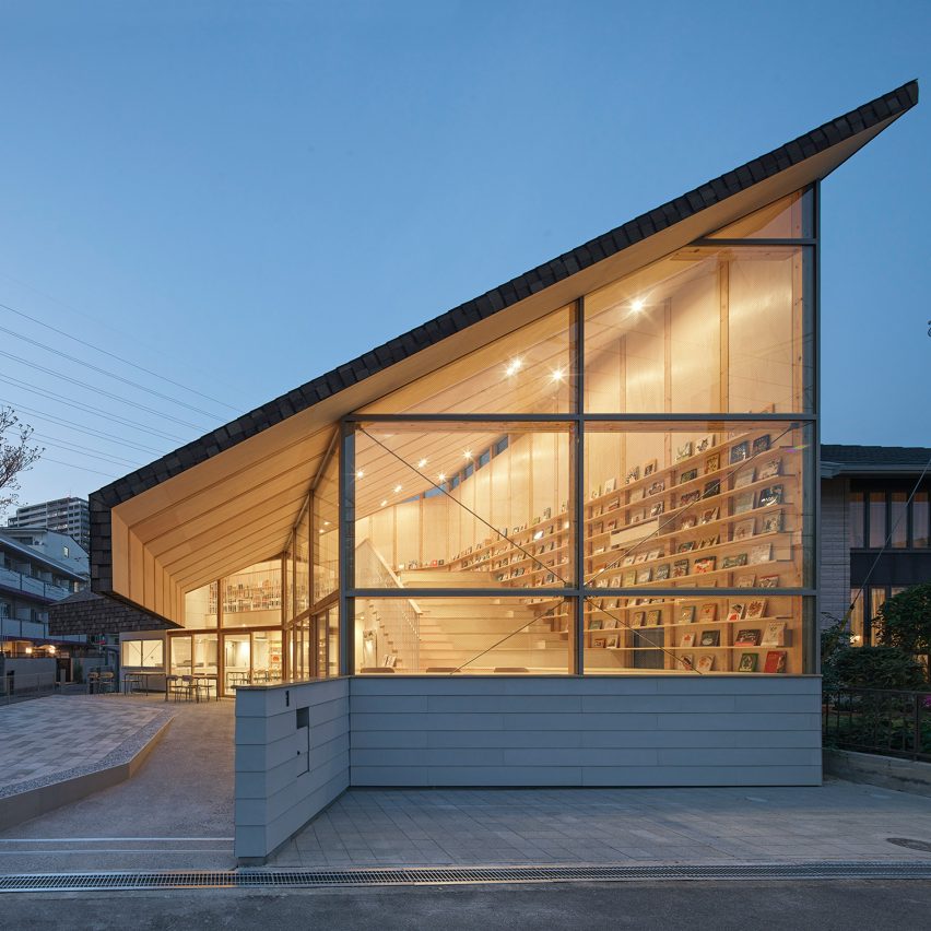 The Shirasagi children's library with the mono-pitched roof by Yukawa Design Lab